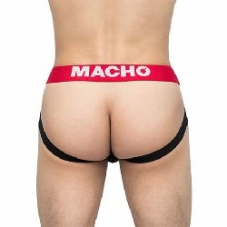 calzoncillos negros tira roja y blanca cinta trasera transparente macho - detalle 3