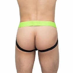 calzoncillos negros tira verdes y tiras negras traseras macho - detalle 3