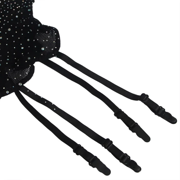 Catsuits DE REJILLA CON GUANTES Y DIAMANTES NEGRO TALLA ÚNICA - detalle 7