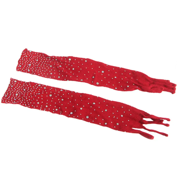 Catsuits DE REJILLA CON GUANTES Y DIAMANTES ROJO - detalle 5