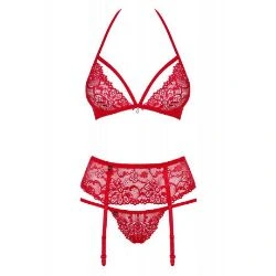 conjunto de sujetador tanga liguero rojo obsessive 838 SEG 3 - detalle 3