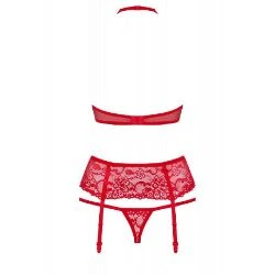 conjunto de sujetador tanga liguero rojo obsessive 838 SEG 3 - detalle 4