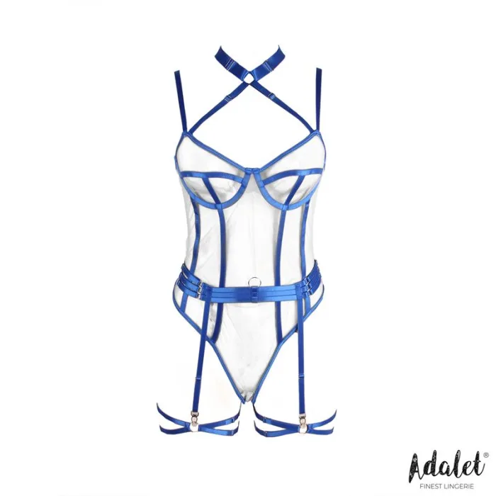 Conjunto Teddy De Malla Con Tiras Con Ligas Azul - detalle 2