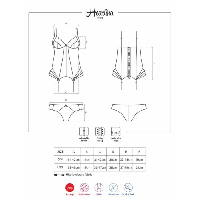 Corset Negro Semi Transparente Heartine - detalle 3