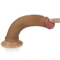 dildo de 18 cm silicona liquida marron - detalle 3