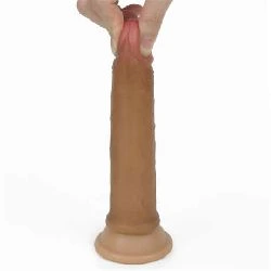 dildo de 18 cm silicona liquida marron - detalle 4