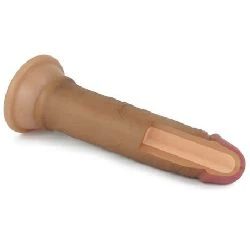 dildo de 18 cm silicona liquida marron - detalle 5