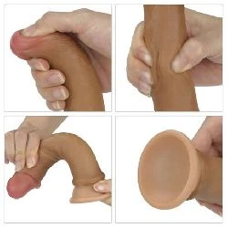 dildo de 18 cm silicona liquida marron - detalle 6
