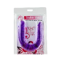 dildo doble lila gelatina flexible baile - detalle 3