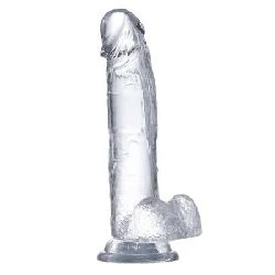 dildo realista con testiculos material cristalino 15 cm con ventosa - detalle 3