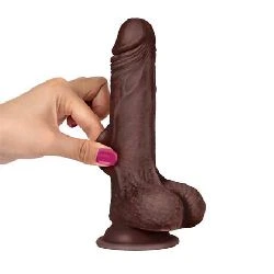 dildo realista flexible negro 18 cm slidy - detalle 4
