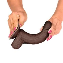 dildo realista flexible negro 18 cm slidy - detalle 5