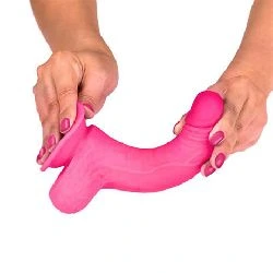 dildo realista flexible rosa chicle 18 cm slidy - detalle 4