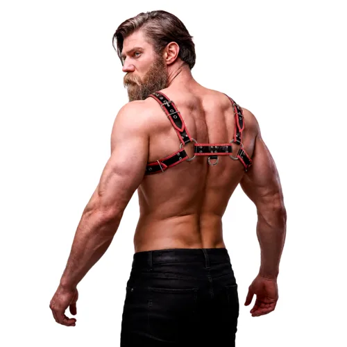 Arnés BDSM Hombre Attitude Pecho Negro y Rojo - detalle 2