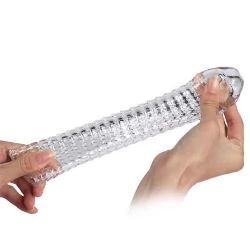 funda para el pene transparente estriada shequ - detalle 2