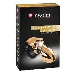 jaula para pene dorada con electroestimulacion Mystim - detalle 4