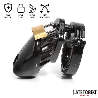 jaula pene 5 anillos con llave short negro - detalle 3