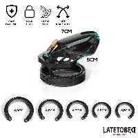 jaula pene 5 anillos con llave short negro - detalle 6