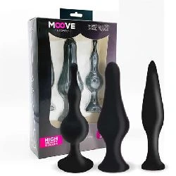 kits 3 plugs anal silicona negro - detalle 2