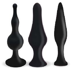kits 3 plugs anal silicona negro