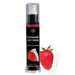 Lubricante 2 en 1 efecto calor fresas nata 50 ml