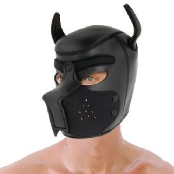 mascara de perro negro con hocico extraibles talla l