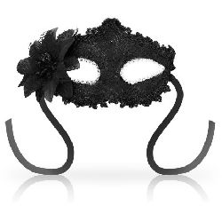 mascara veneciana flor lateral negra