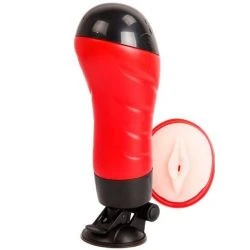masturbador de vagina inclinada con ventosa crazy flora - detalle 2