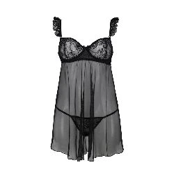picardias milagros chemise y tanga negro - detalle 3