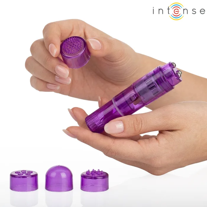 MINI MASAJEADOR CON 4 CABEZALES INTERCAMBIABLES LILA - detalle 2