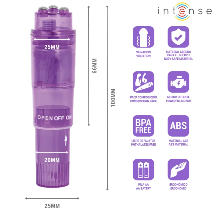 MINI MASAJEADOR CON 4 CABEZALES INTERCAMBIABLES LILA - detalle 5