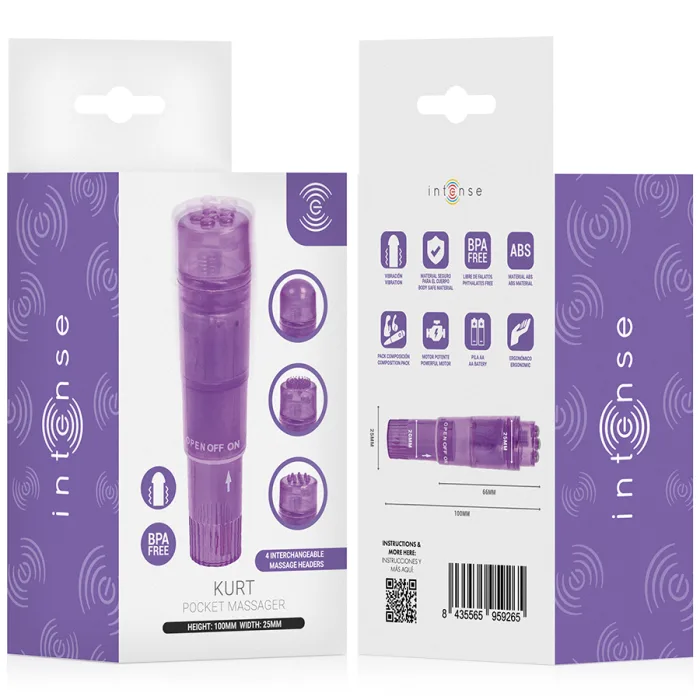 MINI MASAJEADOR CON 4 CABEZALES INTERCAMBIABLES LILA - detalle 6