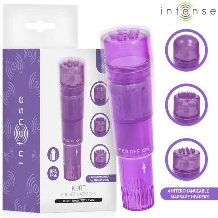 MINI MASAJEADOR CON 4 CABEZALES INTERCAMBIABLES LILA