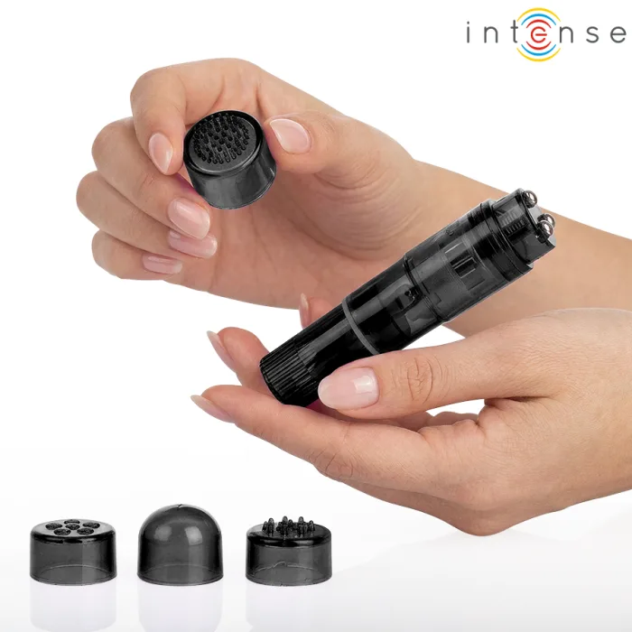 MINI MASAJEADOR CON 4 CABEZALES INTERCAMBIABLES NEGRO - detalle 2