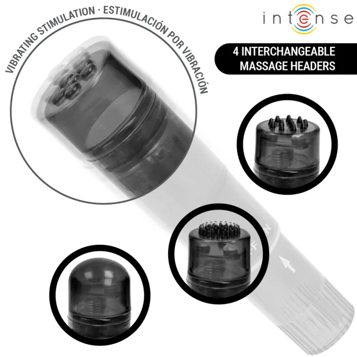 MINI MASAJEADOR CON 4 CABEZALES INTERCAMBIABLES NEGRO - detalle 3