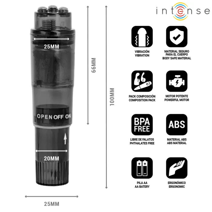 MINI MASAJEADOR CON 4 CABEZALES INTERCAMBIABLES NEGRO - detalle 5