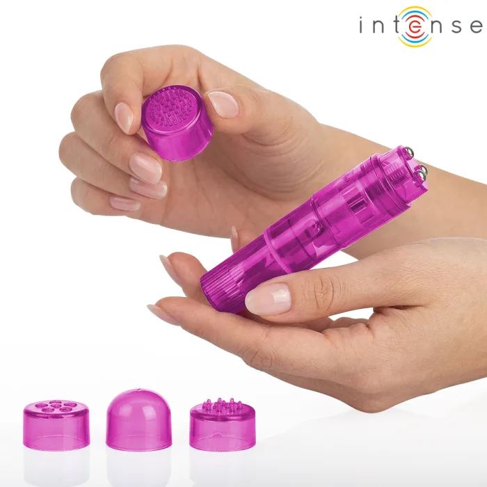 MINI MASAJEADOR CON 4 CABEZALES INTERCAMBIABLES ROSA - detalle 2
