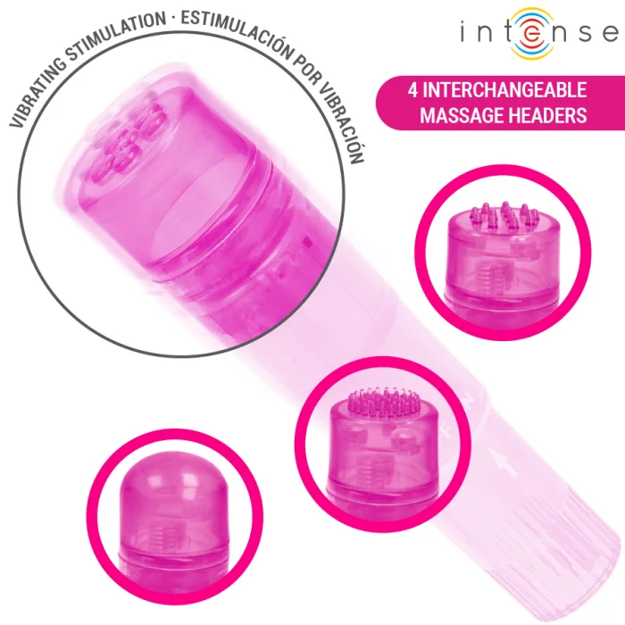 MINI MASAJEADOR CON 4 CABEZALES INTERCAMBIABLES ROSA - detalle 3