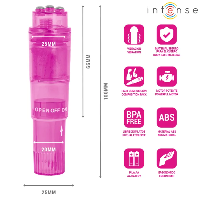 MINI MASAJEADOR CON 4 CABEZALES INTERCAMBIABLES ROSA - detalle 5