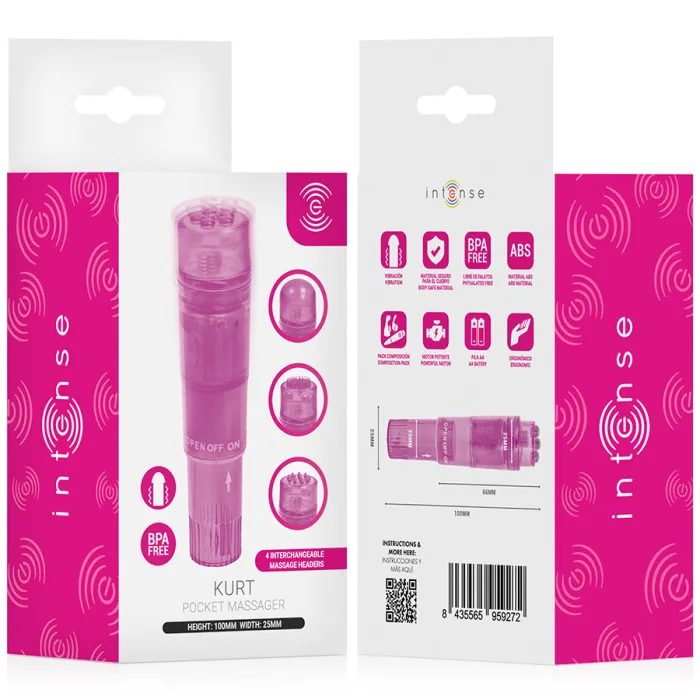 MINI MASAJEADOR CON 4 CABEZALES INTERCAMBIABLES ROSA - detalle 6