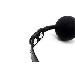 mordaza bondage con bola lisa silicona 4 cm negro - detalle 3