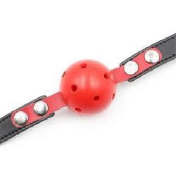 mordaza bondage con bola transpirable negro rojo - detalle 3