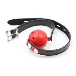 mordaza bondage con bola transpirable negro rojo - detalle 5