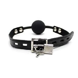 mordaza con bola de silicona 4 cm candado negro