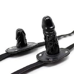 mordaza con candado y pene 10 cm negro - detalle 4
