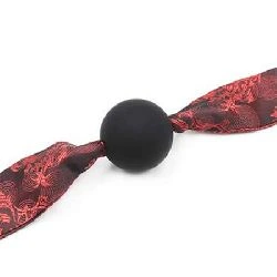 mordaza de bola lisa silicona negro rojo - detalle 3