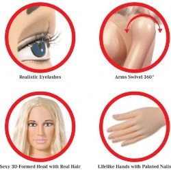 muñeca hinchable real cara hannah harper extreme doll - detalle 2