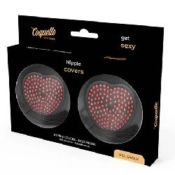 pezoneras con corazones negros y brillantes rojos coquette - detalle 3