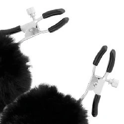 pinzas para pezones con pompones negros - detalle 3