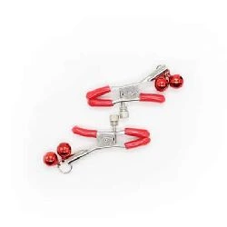 pinzas para pezones metal con cascabeles rojo - detalle 3